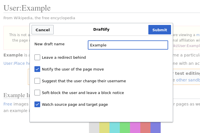 Screenshot of the Draftify dialog