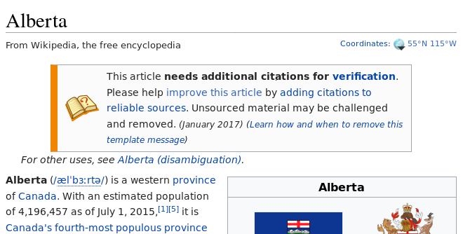 Wikipedia page displaying a message box